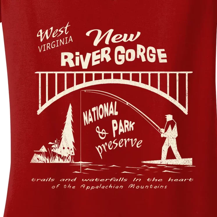 New River Gorge Appalachian Mountains Women's V-Neck T-Shirt