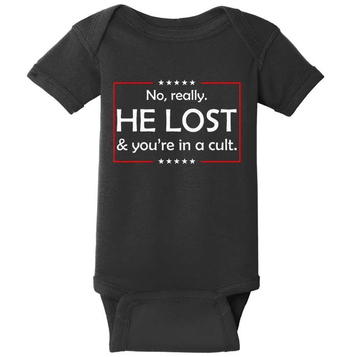 No Really He Lost & YouRe In A Cult Baby Bodysuit