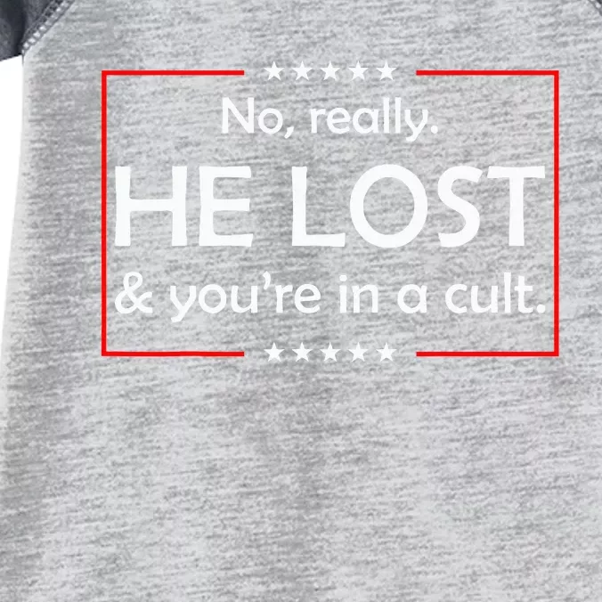 No Really He Lost & YouRe In A Cult Infant Baby Jersey Bodysuit