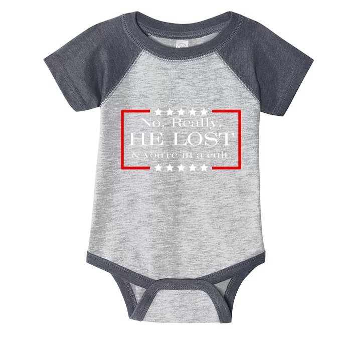 No Really He Lost And Youre In A Cult Infant Baby Jersey Bodysuit