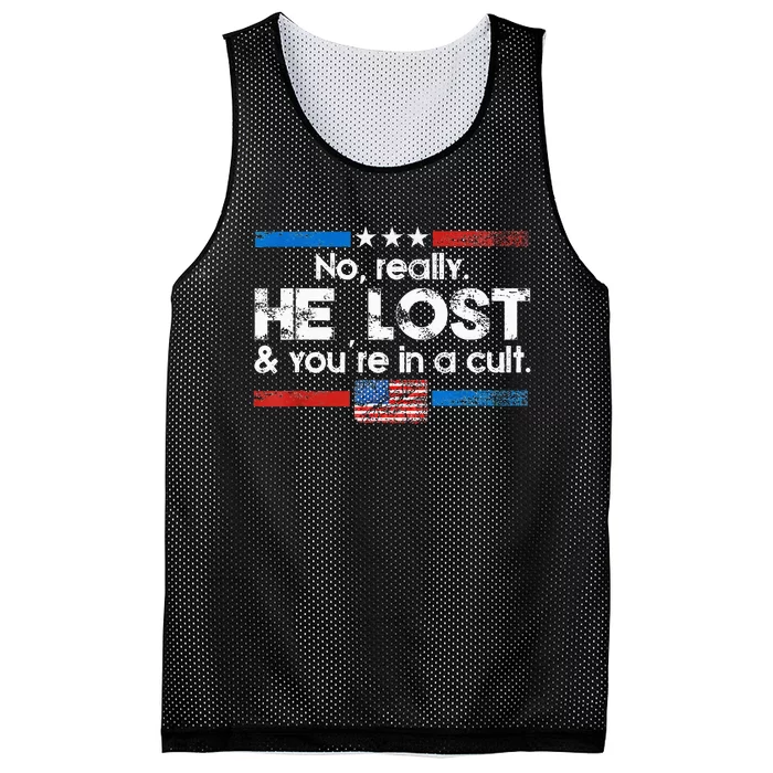 No Really He Lost And Youre In A Cult Mesh Reversible Basketball Jersey Tank