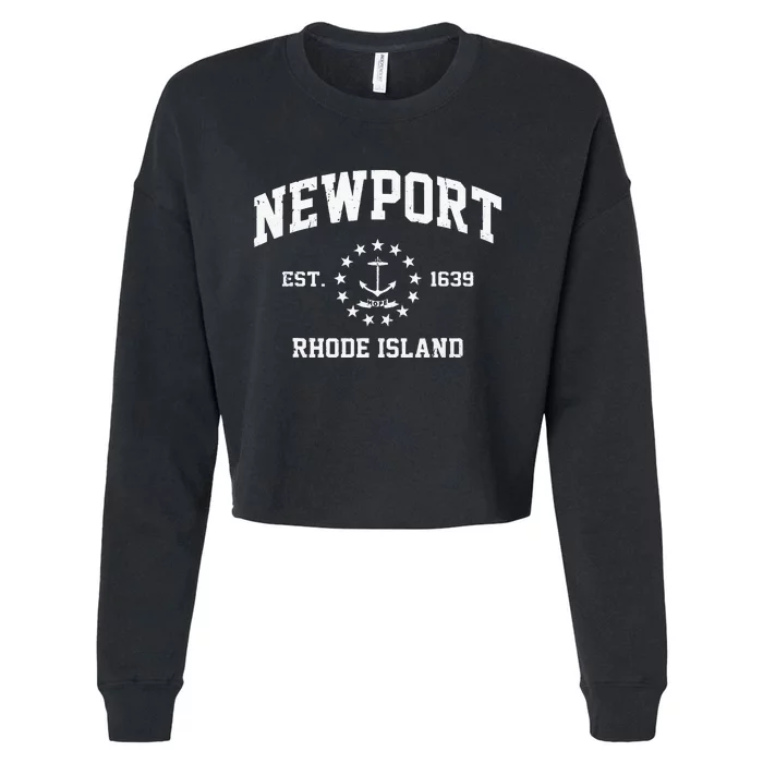 Newport Rhode Island RI Vintage State Athletic Style Cropped Pullover Crew