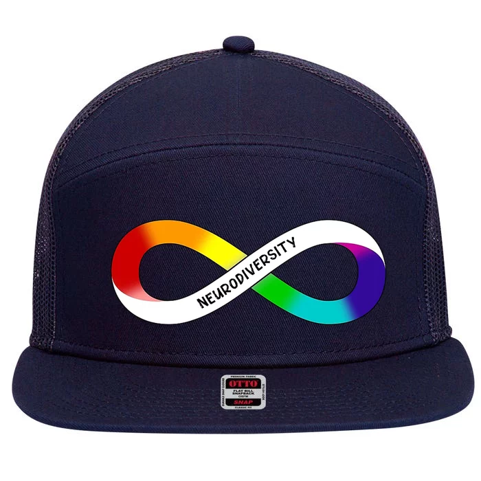 Neurodiversity Rainbow Infinity Symbol 7 Panel Mesh Trucker Snapback Hat