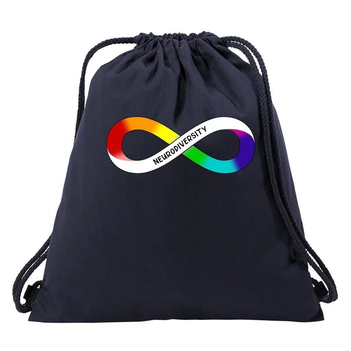 Neurodiversity Rainbow Infinity Symbol Drawstring Bag