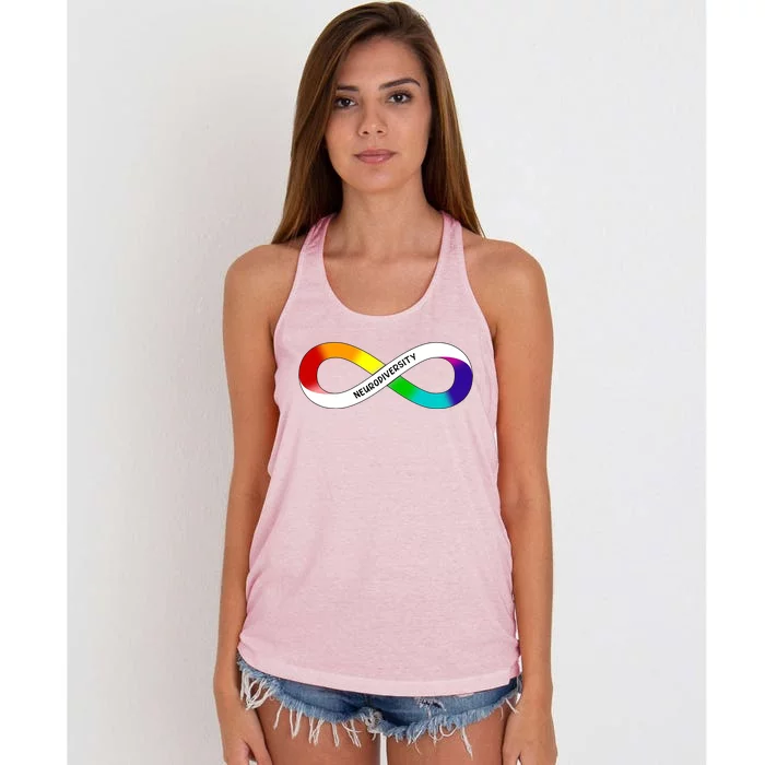 Neurodiversity Rainbow Infinity Symbol Women's Knotted Racerback Tank