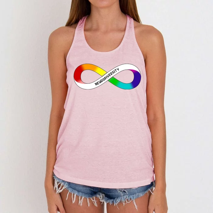 Neurodiversity Rainbow Infinity Symbol Women's Knotted Racerback Tank