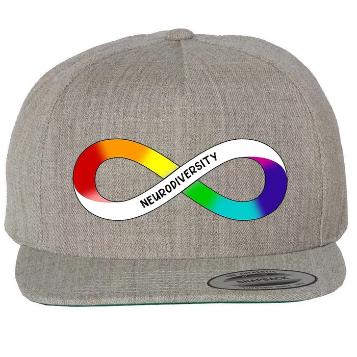 Neurodiversity Rainbow Infinity Symbol Wool Snapback Cap