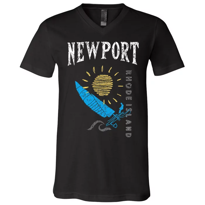 Newport Rhode Island Souvenir Ri Sailing Boat V-Neck T-Shirt