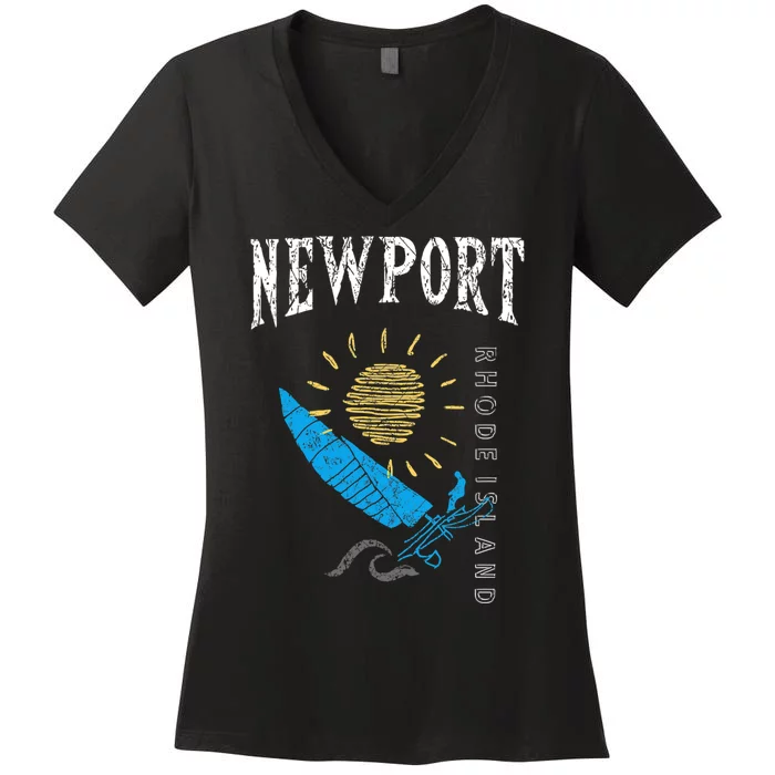 Newport Rhode Island Souvenir Ri Sailing Boat Women's V-Neck T-Shirt