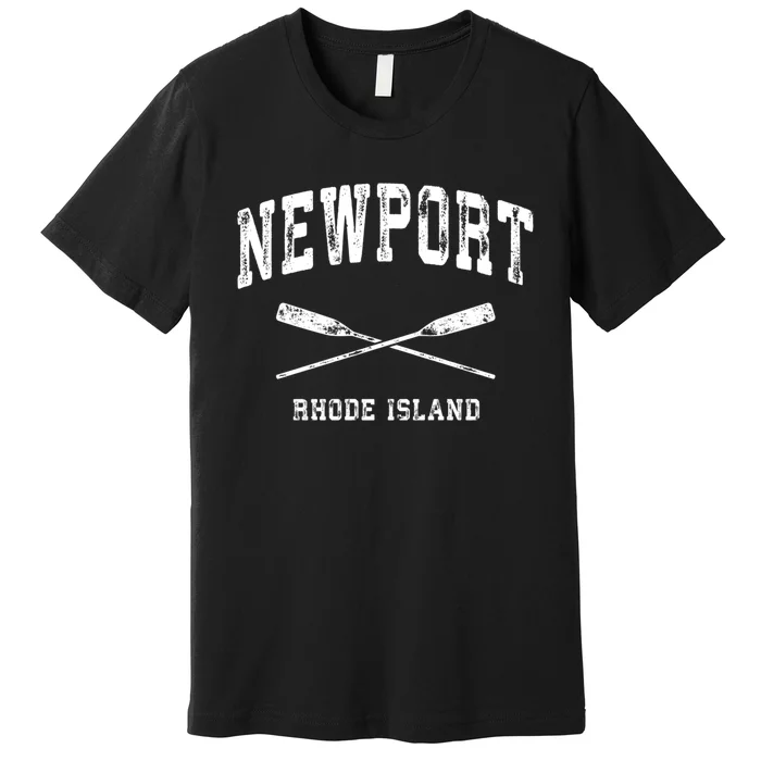 Newport Rhode Island Vintage Nautical Crossed Oars Gift Premium T-Shirt