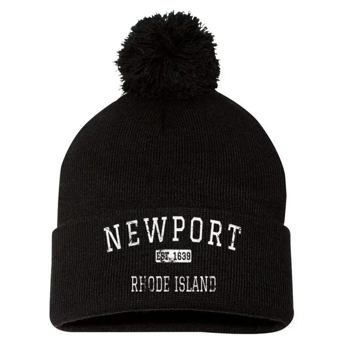 Newport Rhode Island RI Vintage Pom Pom 12in Knit Beanie