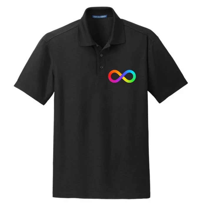 Neurodiversity Rainbow Infinity Autism Dry Zone Grid Performance Polo