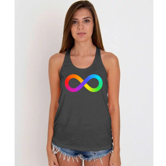 Neurodiversity Rainbow Infinity Autism Women's Knotted Racerback Tank