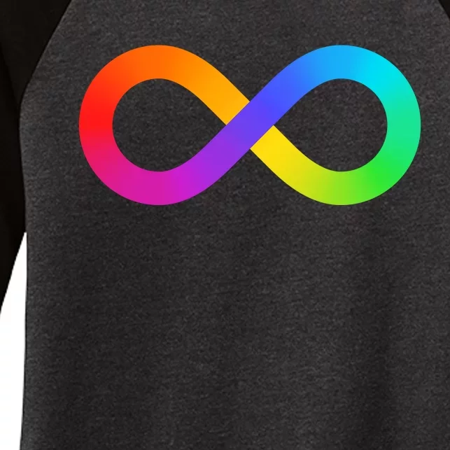 Neurodiversity Rainbow Infinity Autism Women's Tri-Blend 3/4-Sleeve Raglan Shirt