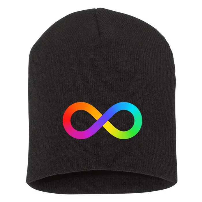 Neurodiversity Rainbow Infinity Autism Short Acrylic Beanie