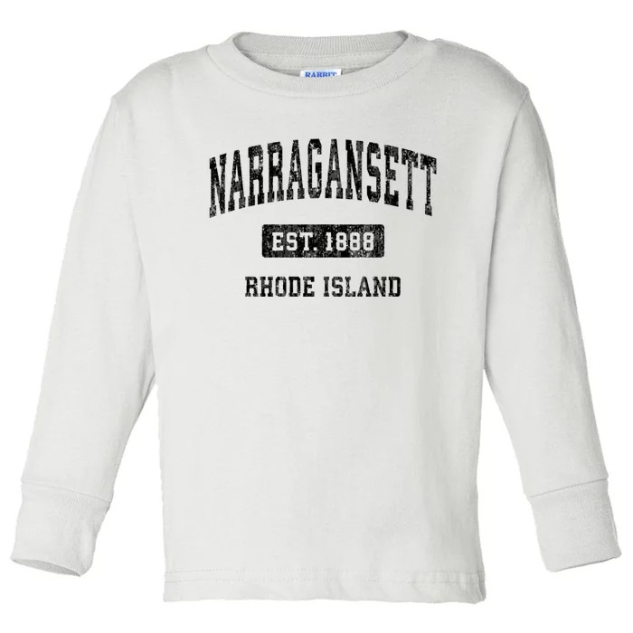 Narragansett Rhode Island Ri Vintage Established Sports Design Toddler Long Sleeve Shirt