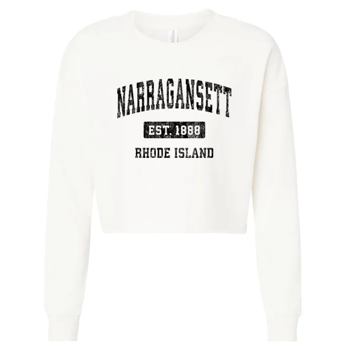 Narragansett Rhode Island Ri Vintage Established Sports Design Cropped Pullover Crew