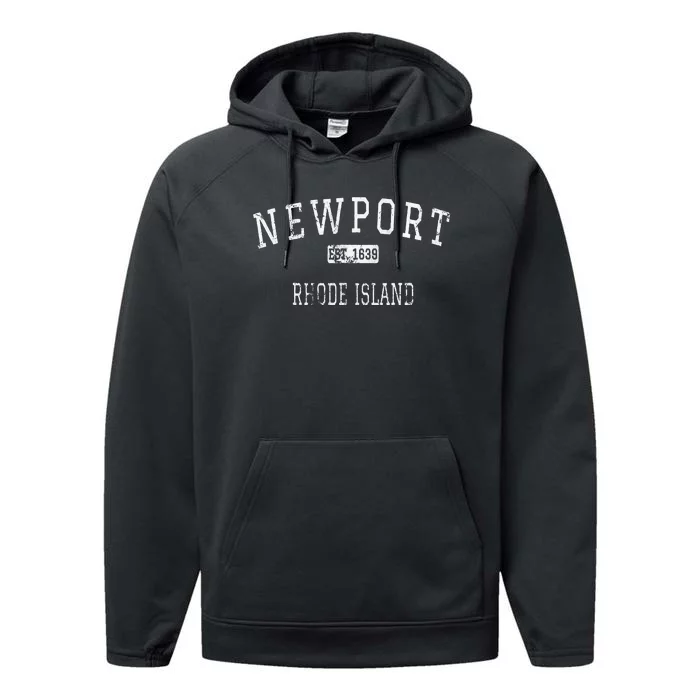 Newport Rhode Island RI Vintage Performance Fleece Hoodie