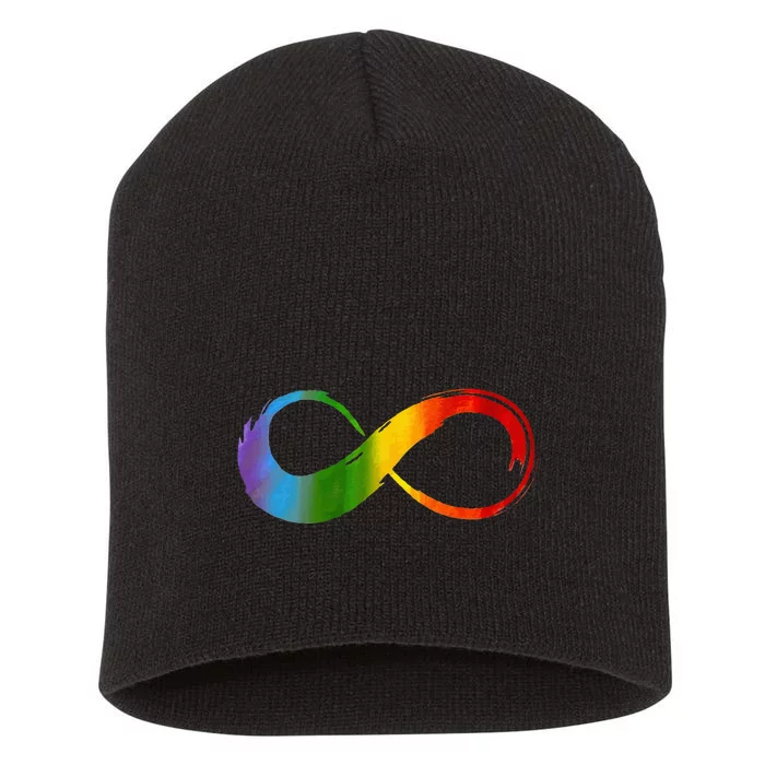 Neurodiversity Rainbow Infinity For Neurodivergent Pride 2 Short Acrylic Beanie