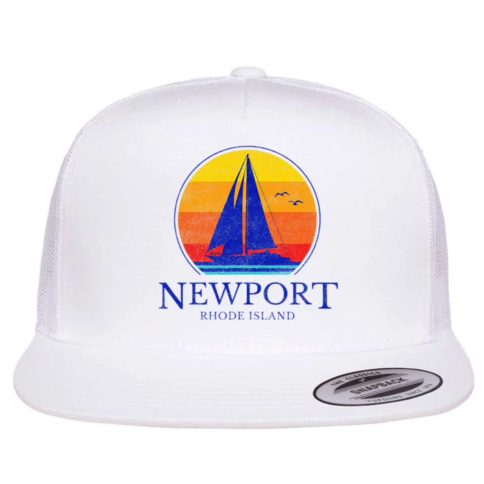 Newport Rhode Island Sail Boat Souvenir Sailing Flat Bill Trucker Hat