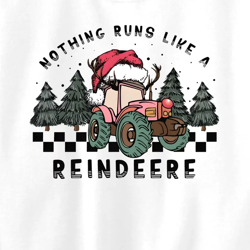 Nothing Runs Like A Reindeer Christmas Tractor Kids Sweatshirt