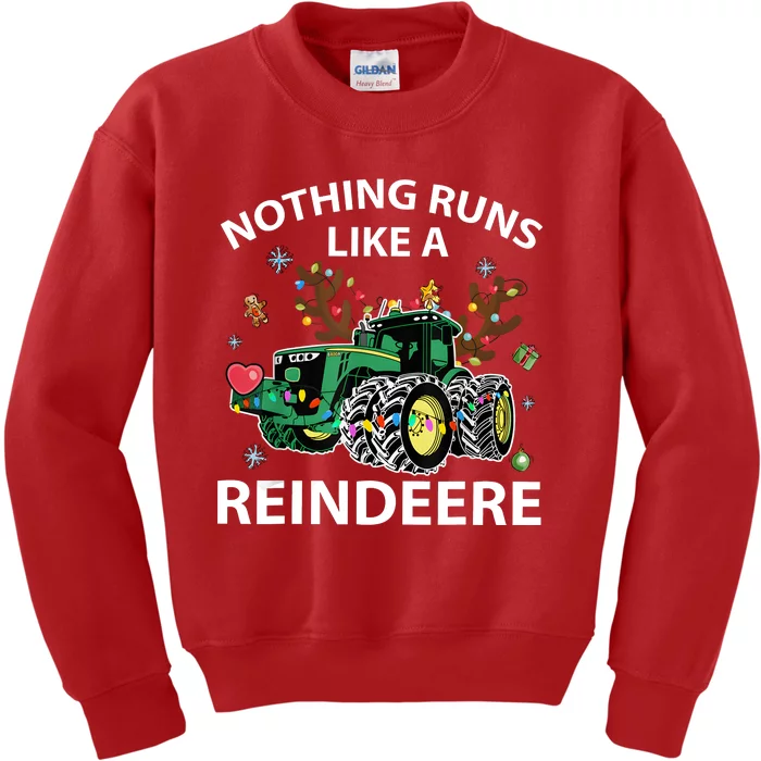 Nothing Runs Like A Reindeere Christmas Tractor Kids Sweatshirt