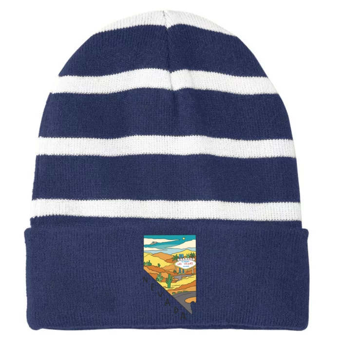 Nevada Retro Las Vegas Striped Beanie with Solid Band