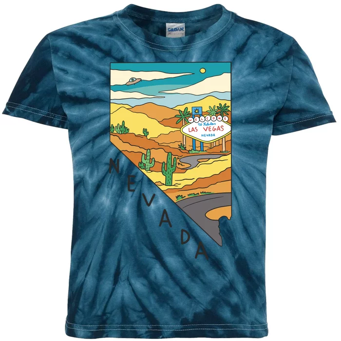 Nevada Retro Las Vegas Kids Tie-Dye T-Shirt