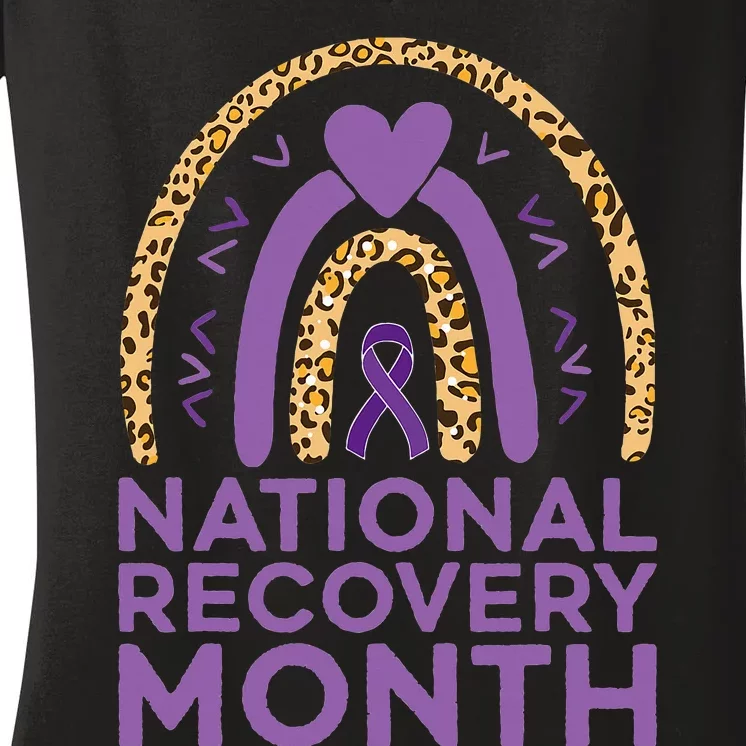 National Recovery Month Warrior Addiction Recovery Awareness Women's V-Neck T-Shirt