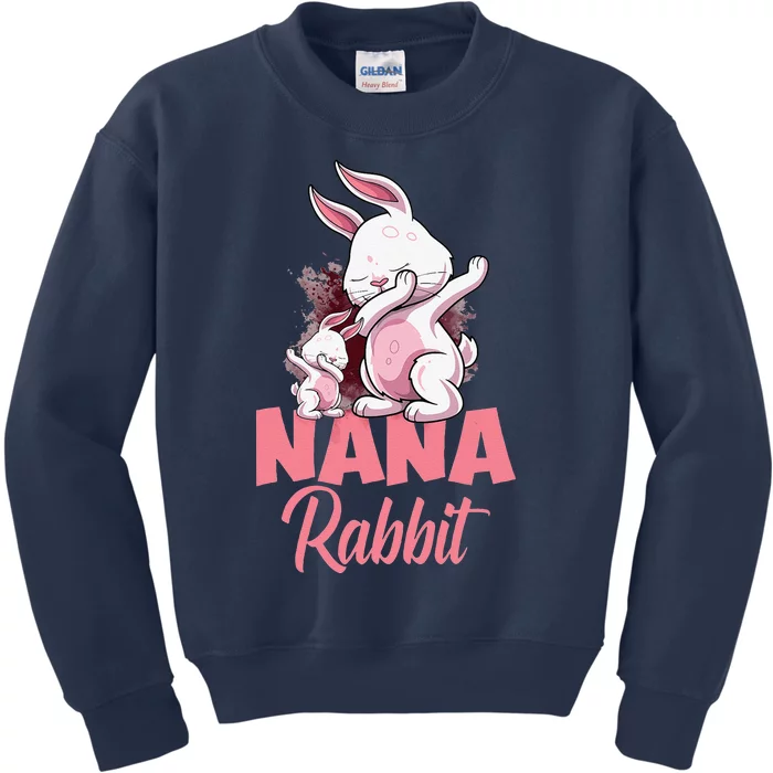 Nana Rabbit Matching Family Bunny Easter Dab Grandma Kids Sweatshirt