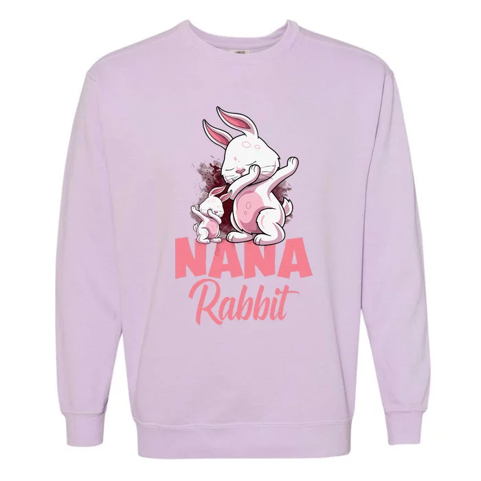 Nana Rabbit Matching Family Bunny Easter Dab Grandma Garment-Dyed Sweatshirt