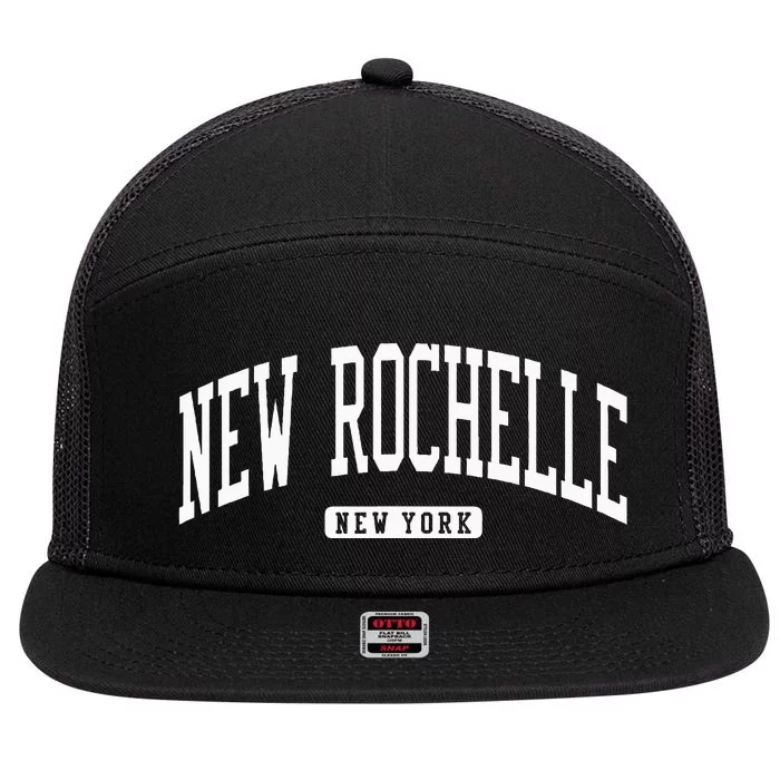 New Rochelle New York Ny College University Style 7 Panel Mesh Trucker Snapback Hat