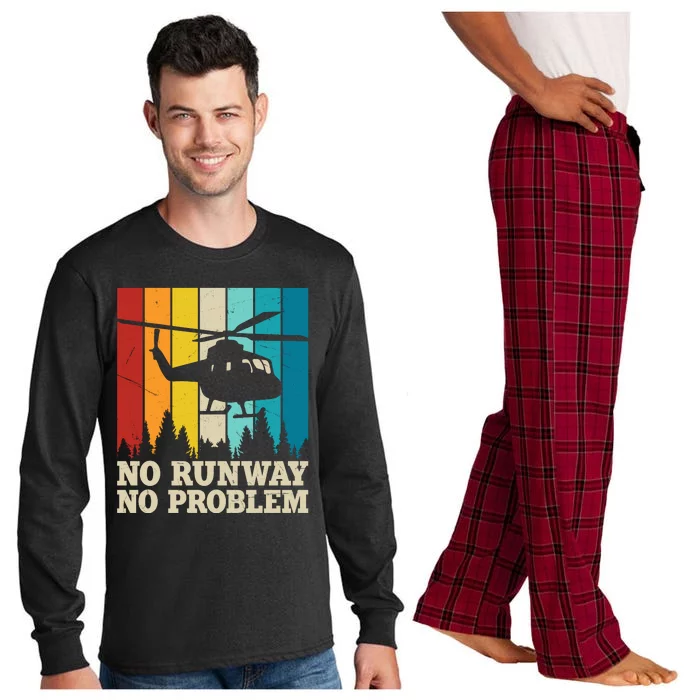 No Runway No Problem Helicopter Pilot Long Sleeve Pajama Set