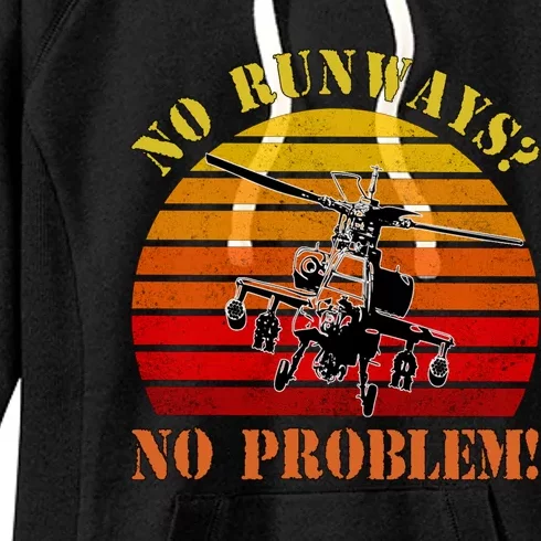 No Runway No Problem Air Force Academy Proud Helicopter Wife Funny Gift Women's Fleece Hoodie