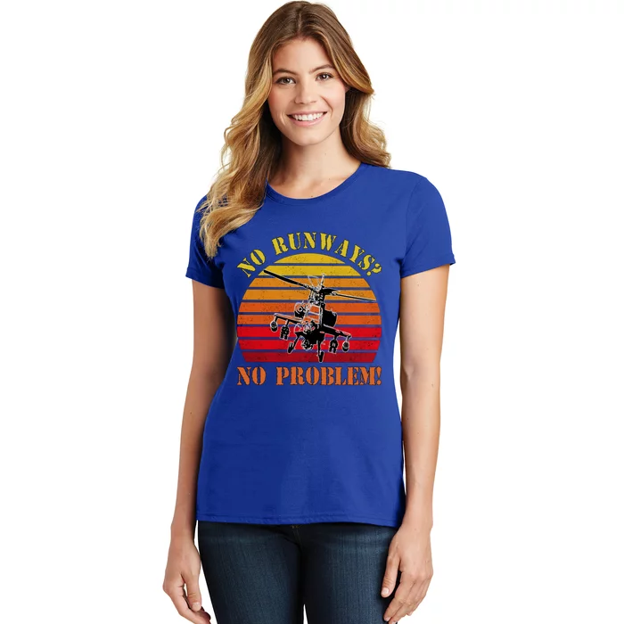 No Runway No Problem Air Force Academy Proud Helicopter Wife Funny Gift Women's T-Shirt