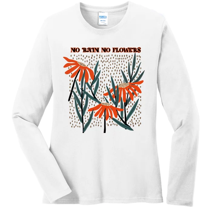 No Rain No Flowers Gifts Cute Flowers Ladies Long Sleeve Shirt