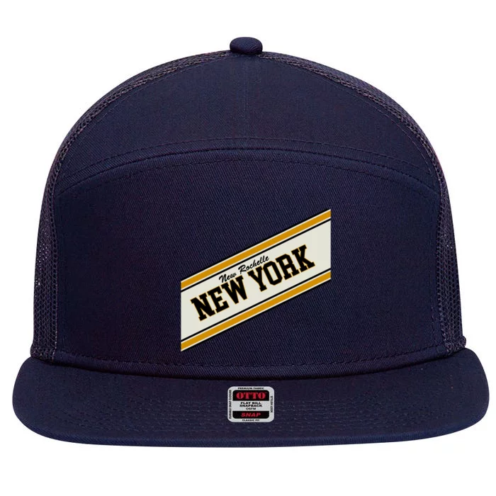 New Rochelle New York Varsity Logo 7 Panel Mesh Trucker Snapback Hat