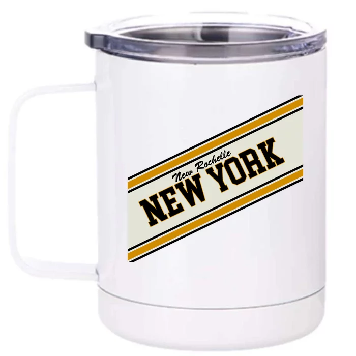 New Rochelle New York Varsity Logo Front & Back 12oz Stainless Steel Tumbler Cup