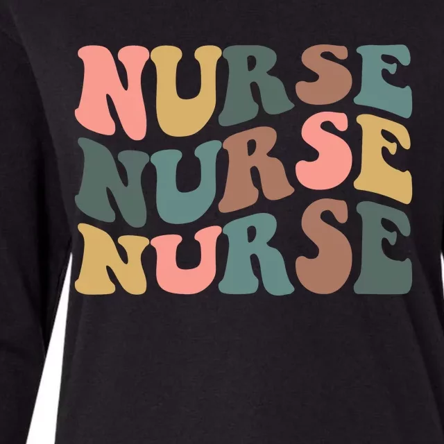 Nurse, Retro Nurse Womens Cotton Relaxed Long Sleeve T-Shirt