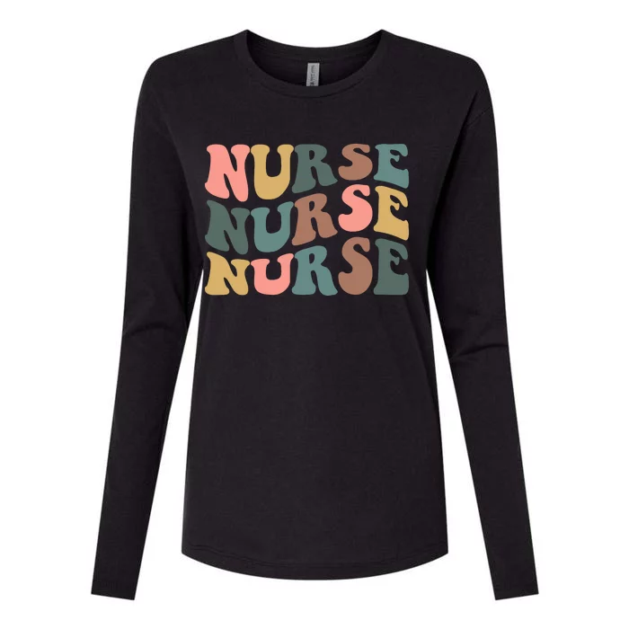 Nurse, Retro Nurse Womens Cotton Relaxed Long Sleeve T-Shirt