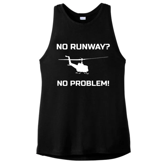 No Runway No Problem Funny Helicopter Pilot Ladies Tri-Blend Wicking Tank