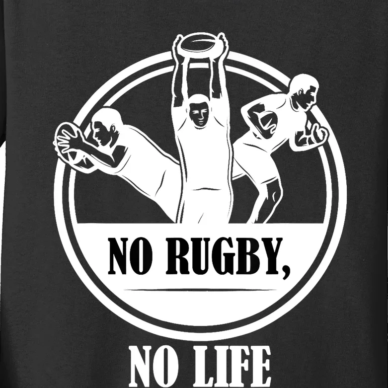 No Rugby No Life Gift For Rugby Player American Football Kids Long Sleeve Shirt