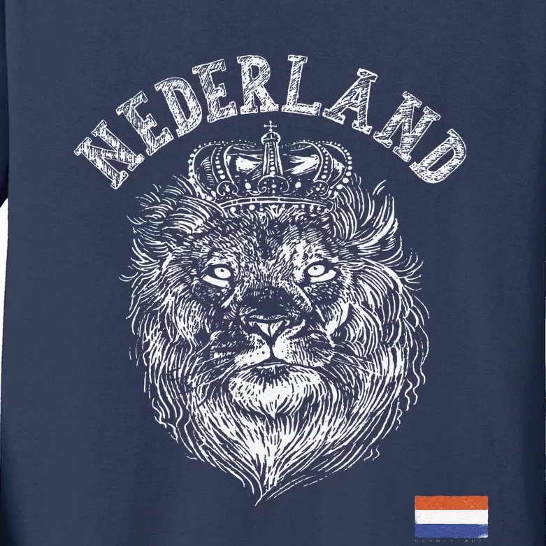 Nederland Reto Netherlands Lion Holland Dutch Kids Long Sleeve Shirt