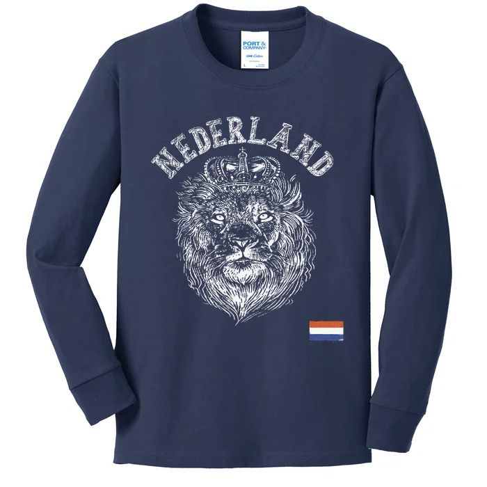 Nederland Reto Netherlands Lion Holland Dutch Kids Long Sleeve Shirt