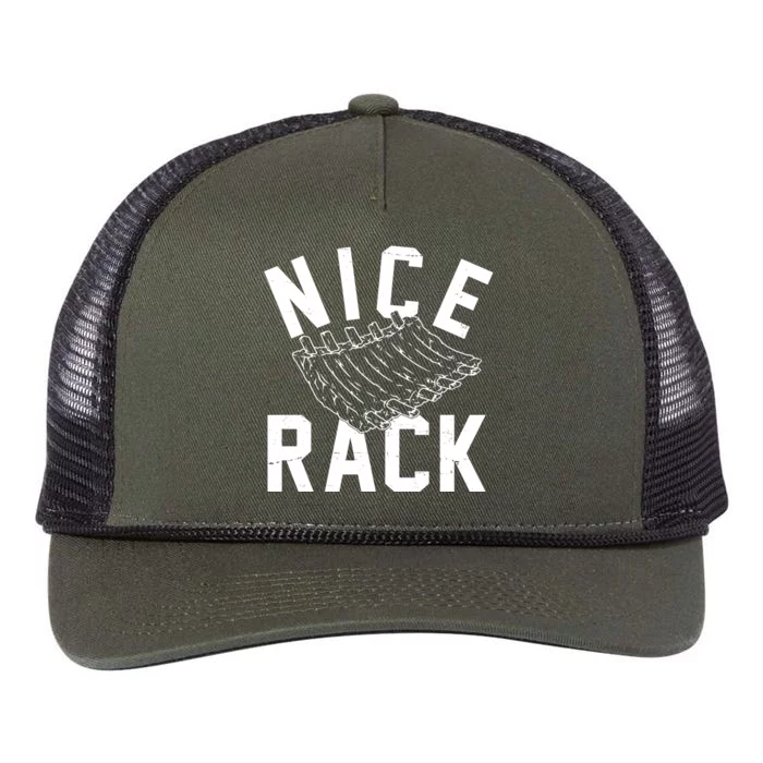 Nice Rack Ribs Bbq Lover Funny Retro Rope Trucker Hat Cap