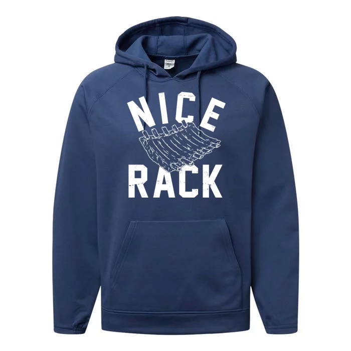 Nice Rack Ribs Bbq Lover Funny Performance Fleece Hoodie