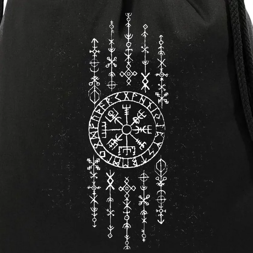 Norse Runes Symbols Celtic Viking Compass Vegvisir Drawstring Bag