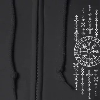 Norse Runes Symbols Celtic Viking Compass Vegvisir Full Zip Hoodie