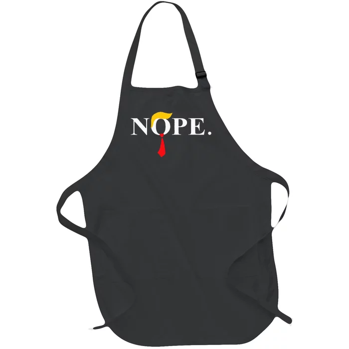 Nope_ Red Tie Trump Wig Funny Anti Trump Gift Full-Length Apron With Pocket