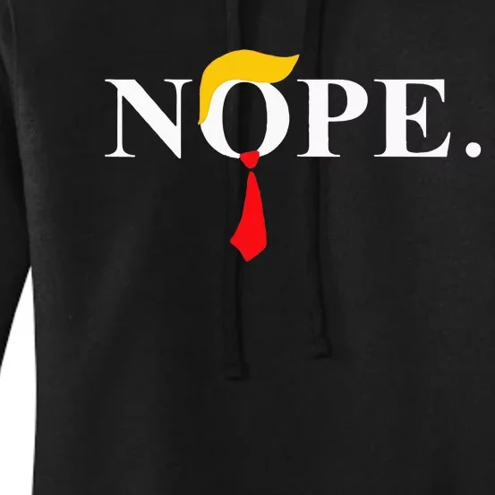 Nope_ Red Tie Trump Wig Funny Anti Trump Gift Women's Pullover Hoodie